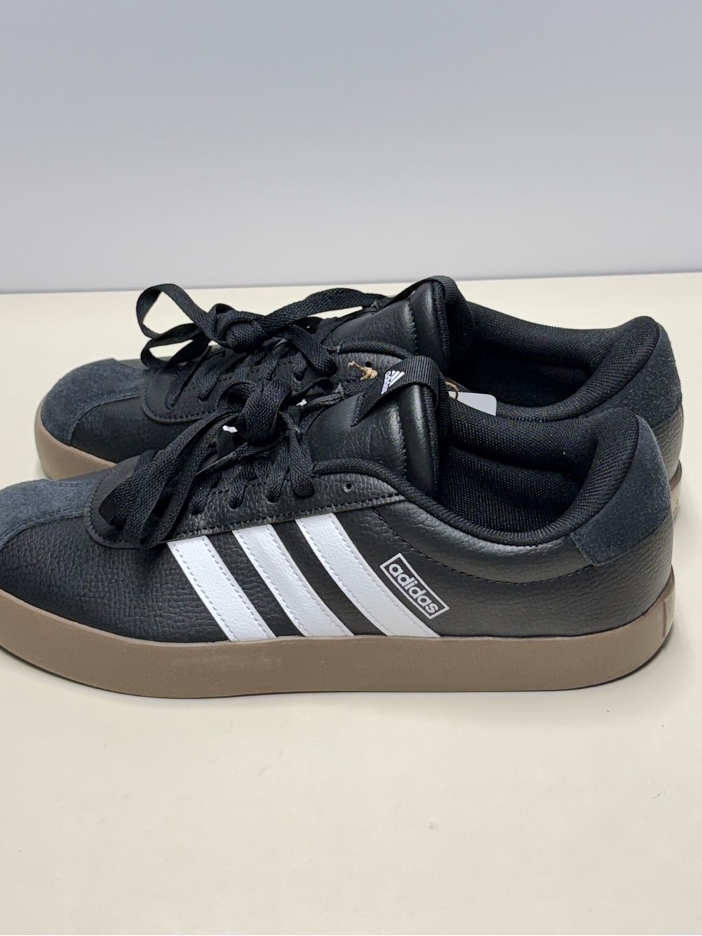 adidas VL Court 3.0 Men’s Low Top Lace-Up Leather Sneaker Black/White ID6286